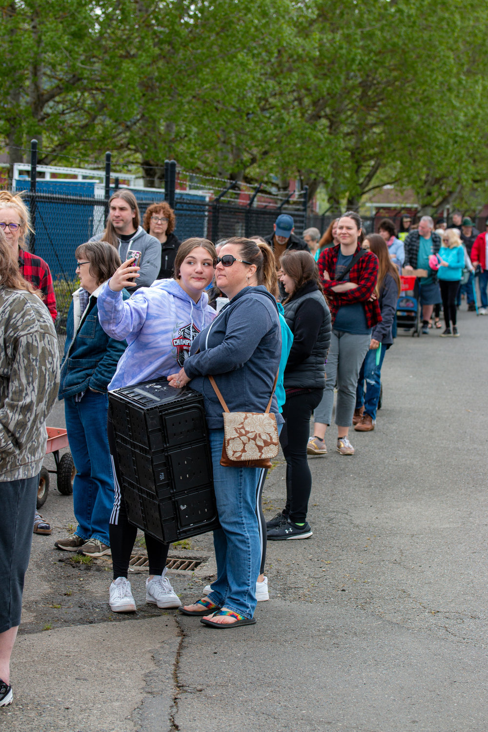 A long line forms outside at the Master Gardener Plant Sale at the Southwest Washington Fairgrounds Saturday morning.